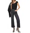 Paige Anessa High Rise Wide Leg Ankle Jeans In Black Lotus In Blue