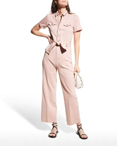 Paige Anessa Belted Puff-sleeve Jumpsuit In Pink