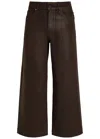 Paige Anessa Coated Wide-leg Jeans In Brown