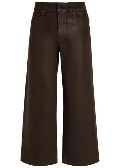 Paige Anessa Coated Wide-leg Jeans In Brown