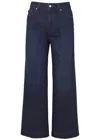 Paige Anessa High-waisted Wide Leg Jeans In Duchess In Dark Blue