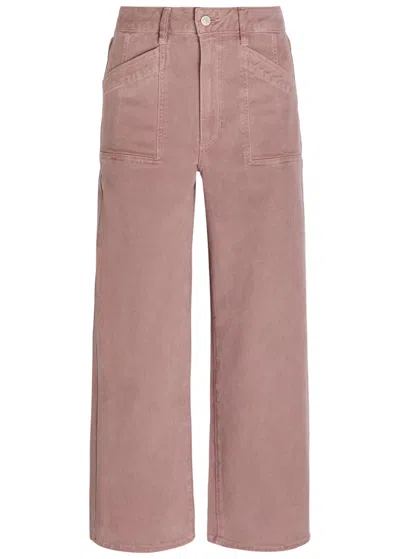 Paige Anessa Cropped Wide-leg Jeans In Pink