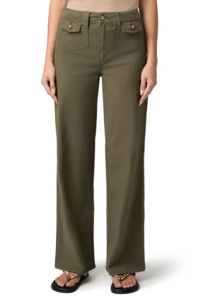 Paige Anessa Flap Patch Pocket Wide Leg Pants In Green