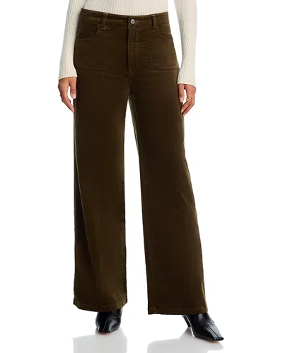 Paige Anessa High Rise Corduroy Utility Jeans In Dark Brushed Olive In Green