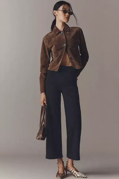 Paige Anessa High-rise Crop Wide-leg Jeans In Black