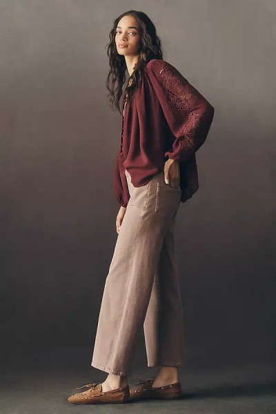 Paige Anessa High-rise Crop Wide-leg Jeans In Purple