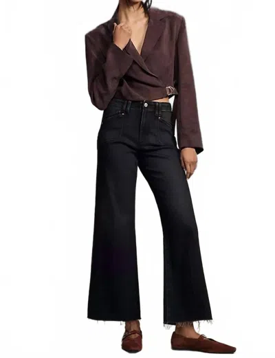 Paige Anessa High Rise Cropped Wide Leg Jeans In Black Lotus In Brown