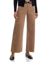 Paige Anessa High Rise Raw Hem Wide Leg Jeans In Vintage Canewood In Brown