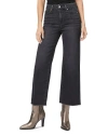 Paige Anessa High Rise Wide Leg Ankle Jeans In Black Lotus In Viper Black Distressed