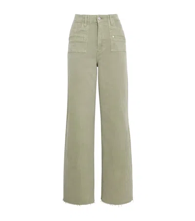 Paige Anessa High-rise Wide-leg Jeans In Green