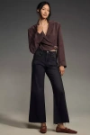Paige Anessa High Rise Cropped Wide Leg Jeans In Black Lotus In Black