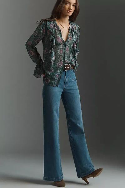 Paige Anessa High-rise Wide-leg Jeans In Blue