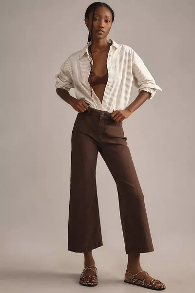 Paige Anessa High-rise Wide-leg Jeans In Brown