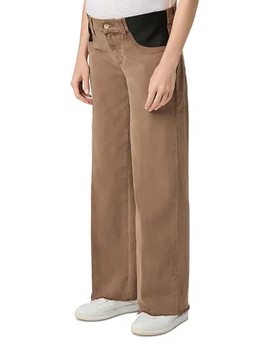 Paige Anessa High Rise Wide Leg Maternity Jeans In Vintage Canewood In Brown