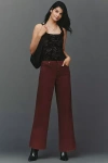Paige Anessa High-rise Wide-leg Raw-hem Jeans In Red