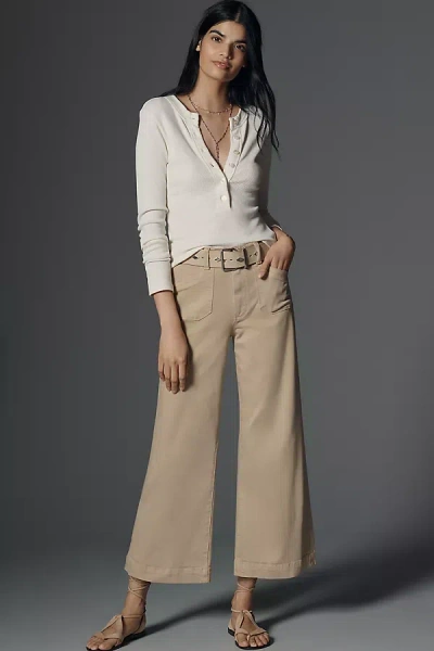 Paige Anessa High-rise Wide-leg Utility Jeans In Beige