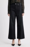 Paige Anessa Raw Hem High Waist Ankle Wide Leg Jeans In Black