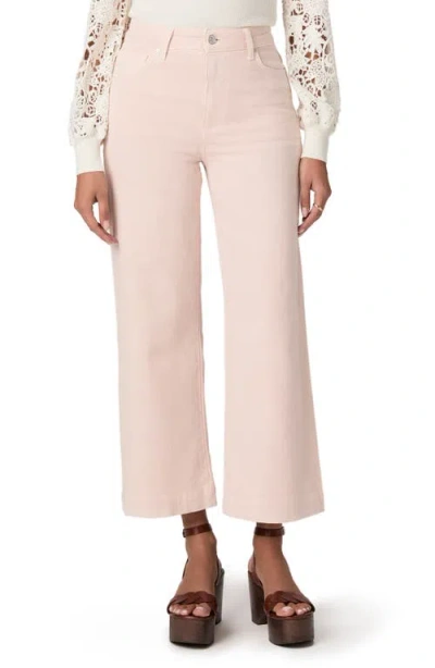 Paige Anessa High Waist Ankle Wide Leg Jeans In Pink