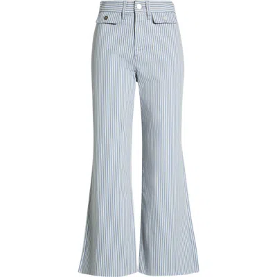 Paige Anessa High Waist Button Pocket Raw Hem Ankle Flare Jeans In Blue