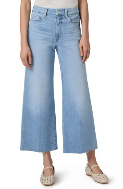 Paige Anessa High Waist Frayed Hem Crop Wide Leg Jeans In Luminaries