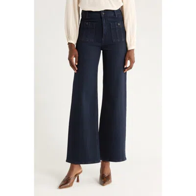 Paige Anessa High Waist Patch Pocket Wide Leg Jeans In Blue