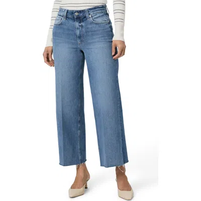 Paige Anessa High Waist Raw Hem Ankle Wide Leg Jeans In Poet
