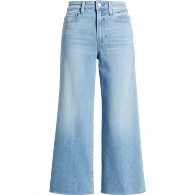 Paige Anessa High Waist Raw Hem Wide Leg Ankle Jeans In Luminaries