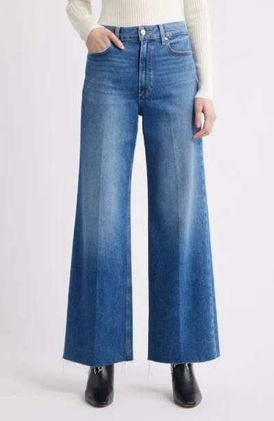 PAIGE PAIGE ANESSA HIGH WAIST RAW HEM WIDE LEG JEANS