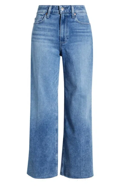 Paige Anessa High Waist Raw Hem Wide Leg Jeans In Bebop