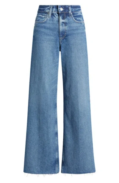 Paige Anessa High Waist Raw Hem Wide Leg Jeans In Jam Session