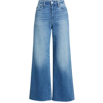 Paige Anessa High Waist Raw Hem Wide Leg Jeans In Mesmerize