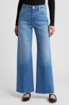 Paige Anessa High Waist Raw Hem Wide Leg Jeans In Mesmerize