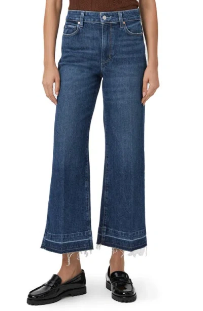 Paige Anessa High Waist Release Hem Wide Leg Jeans In Alana W/ Undone Distressed Hem