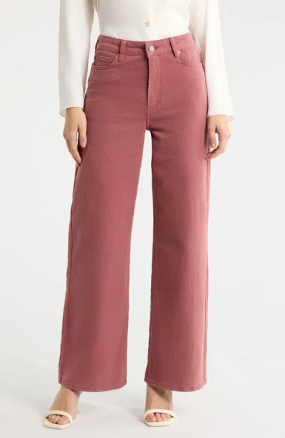 Paige Anessa High Waist Wide Leg Jeans In Pink