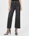 Paige Anessa High Rise Wide Leg Ankle Jeans In Black Lotus In Grey