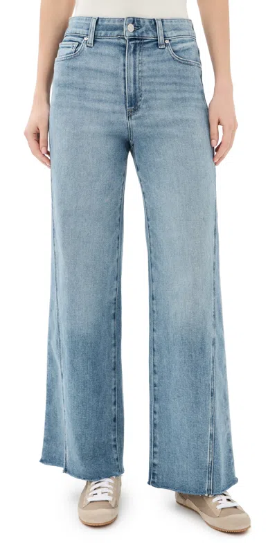 Paige Anessa Jeans With Twisted Outseam Panel And Raw Hem 31 Explorer In Blue