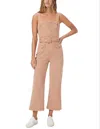 Paige Anessa Sleeveless Crop Wide Leg Denim Jumpsuit In Beige