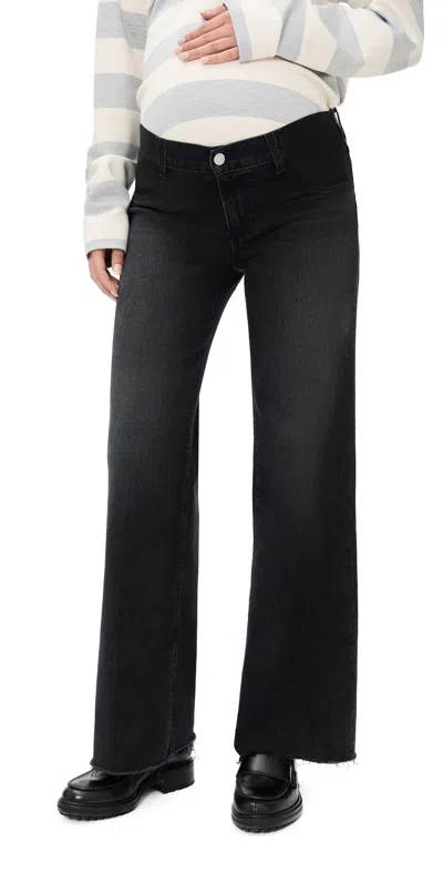 PAIGE ANESSA MATERNITY RAW HEM JEANS VIPER BLACK