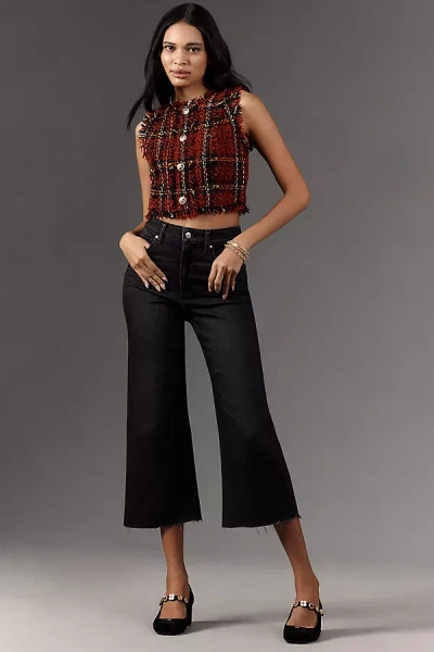 Paige Anessa Petite High-rise Wide-leg Jeans In Black