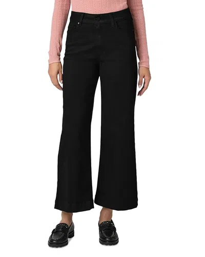 Paige Anessa Petite High Rise Wide Leg Jeans In Black Shadow