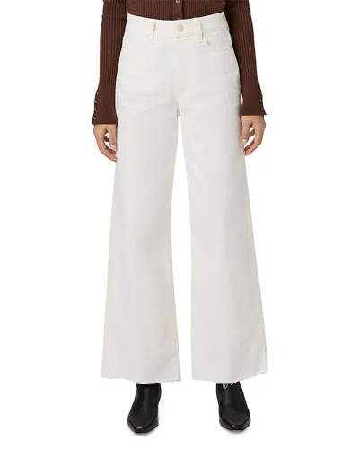 Paige Anessa Petite Raw Hem Wide Leg Jeans In Ecru In Tonal Ecru