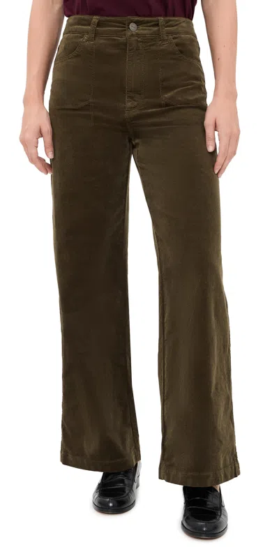 Paige Anessa Petite Utility Pocket Corduroy Pants 28 Fern In Black