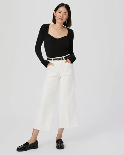 Paige Anessa Petite High Rise Wide Leg Jeans In Tonal Ecru In White