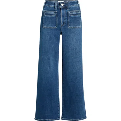 Paige Anessa Patch-pocket Wide-leg Jeans In Blue