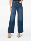 Paige Anessa High Waist Raw Hem Wide Leg Ankle Jeans In Blue
