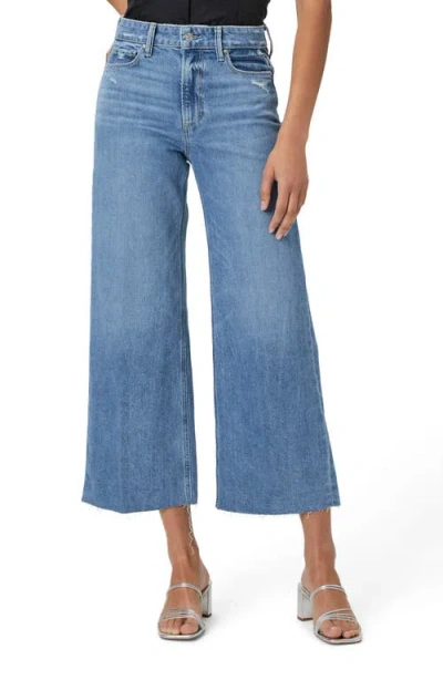 Paige Anessa Raw Hem Ankle Wide Leg Jeans In Blue