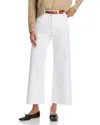 Paige Anessa Raw Hem High Rise Cropped Wide Leg Jeans In Crisp White In Crisp White