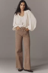 Paige Anessa Raw-hem High-rise Wide-leg Jeans In Brown
