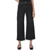 Paige Anessa Raw Hem High Waist Ankle Wide Leg Jeans In Black Lotus