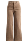 Paige Anessa Raw Hem High Waist Wide Leg Jeans In Brown